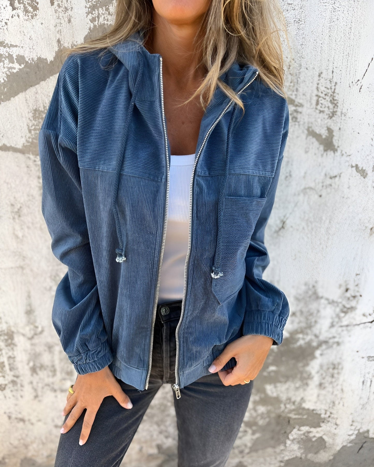 Ella™ | Corduroy Shirt with Hood and Zip