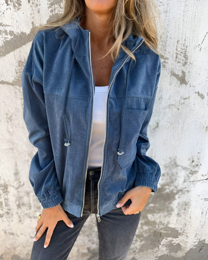 Ella™ | Corduroy Shirt with Hood and Zip