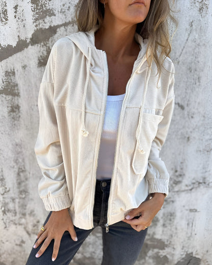 Ella™ | Corduroy Shirt with Hood and Zip