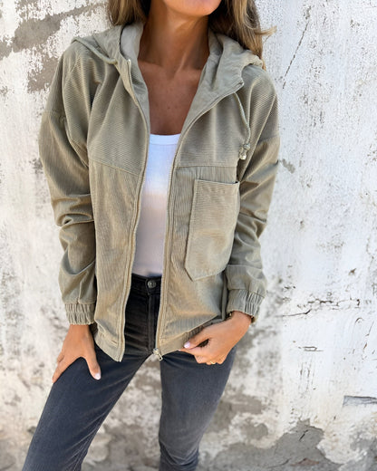 Ella™ | Corduroy Shirt with Hood and Zip