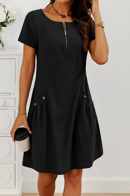 Falkenberg™ | Elegant Short-Sleeved Cotton Dress with Pockets