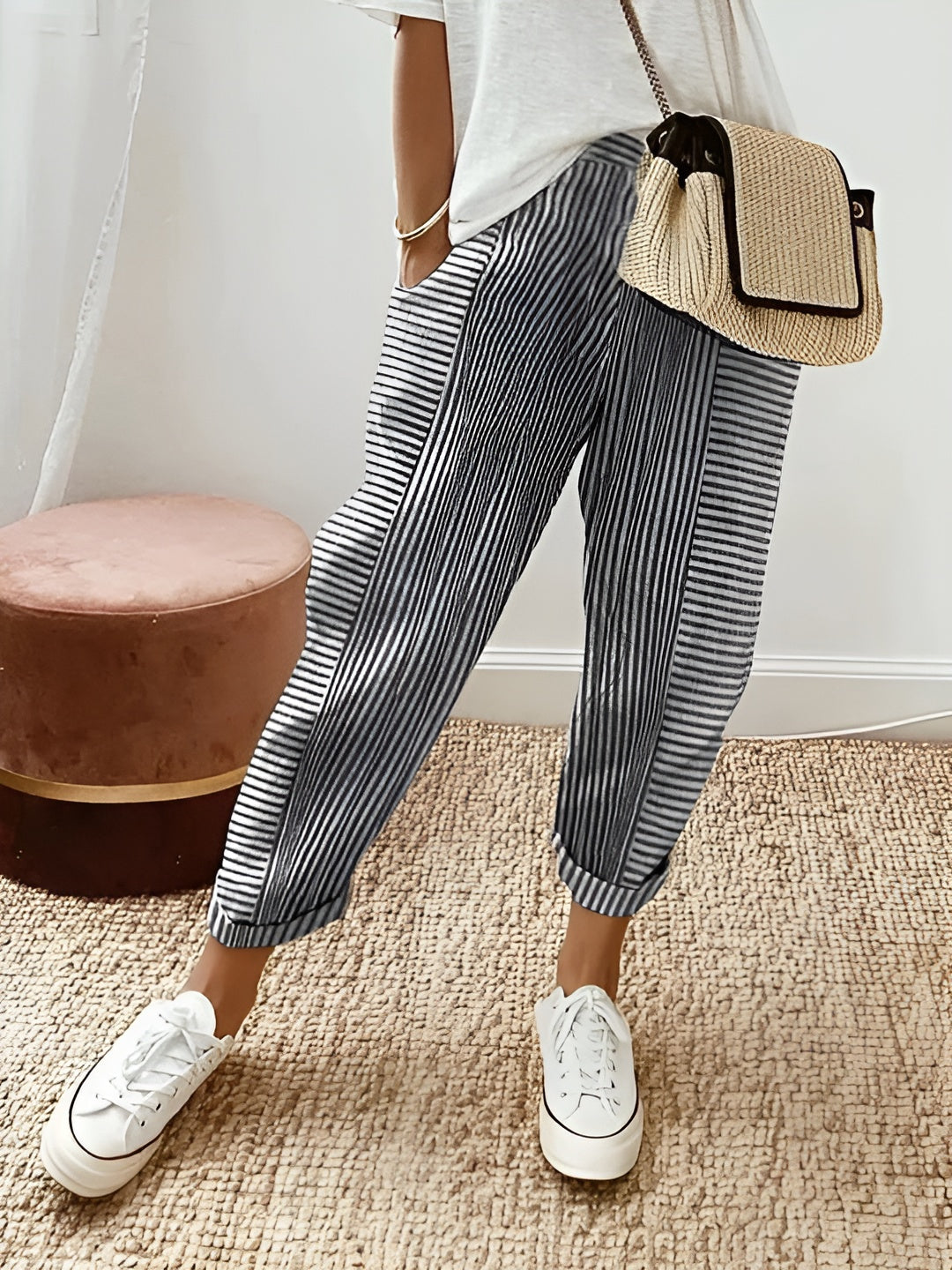 Anna – Striped Cotton Trousers