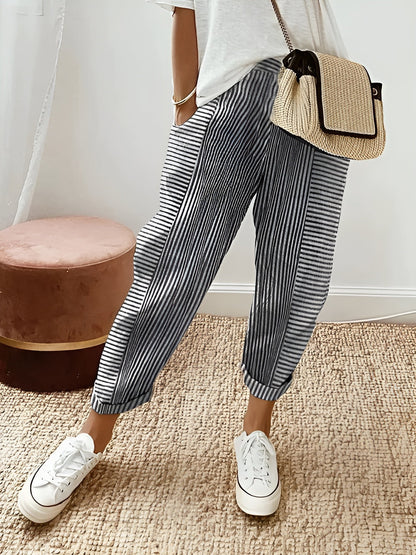 Anna – Striped Cotton Trousers