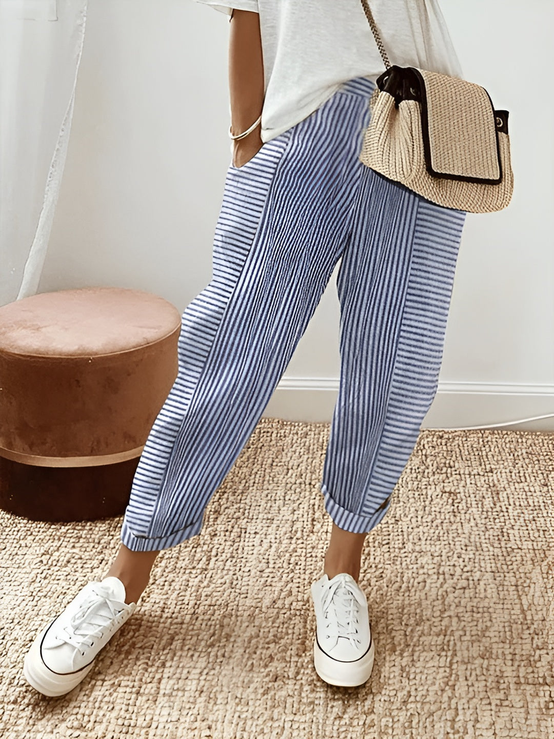 Anna – Striped Cotton Trousers