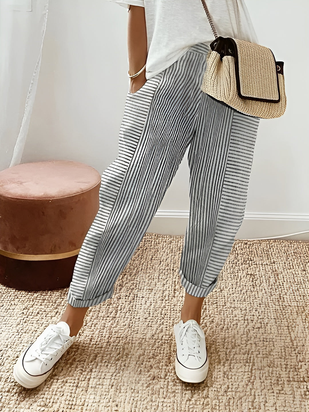 Anna – Striped Cotton Trousers