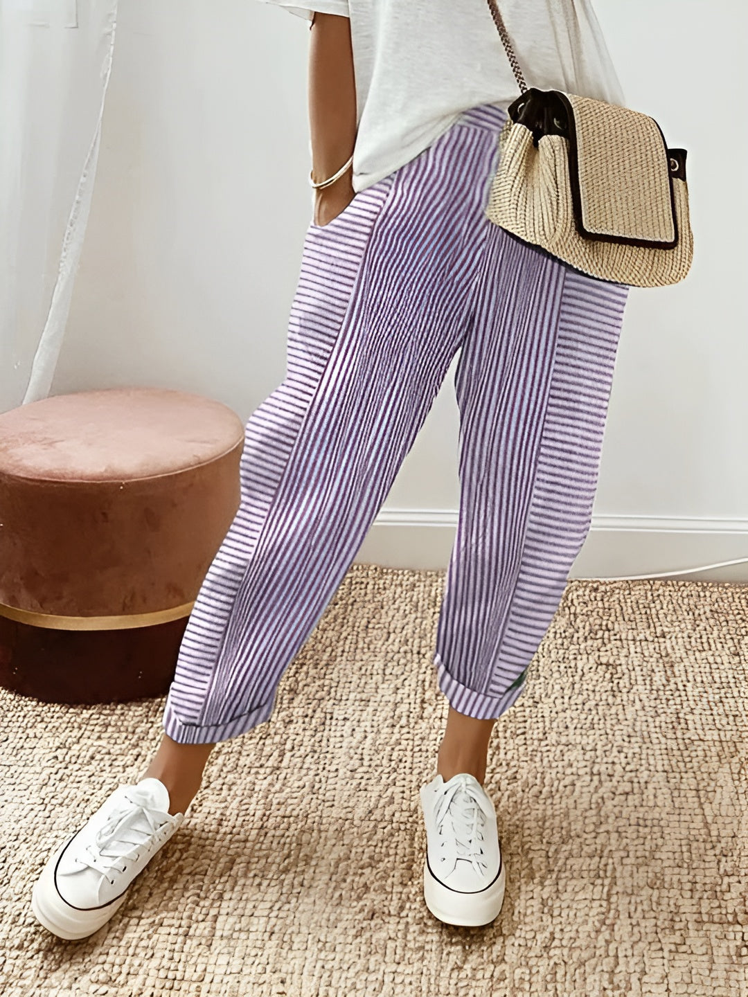Anna – Striped Cotton Trousers